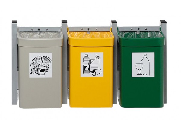 Abfallsammler City G 3 - Inh. 3 x 15 Liter - zur Wandbefestigung